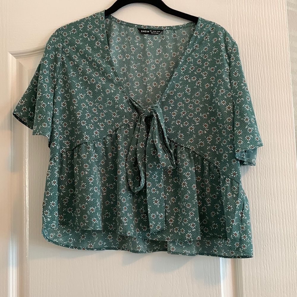 Shein Green Tie Top